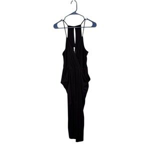 BCBGeneration Black Jumpsuit Medium Harem Drape Surplice Keyback